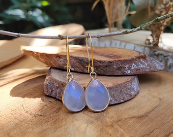 Agate earrings gold drops