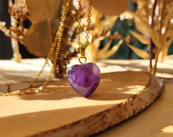 Amethyst Heart Necklace Gold Amethyst Gemstone Necklace