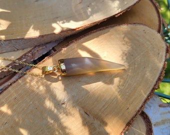 Gemstone Agate Necklace Gold Agate Gold Chain Stainless Steel Gold Plated