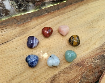 Chakra Hearts Stones Gemstones Set 7 Chakras Amethyst Sodalite Jasper Labradorite Aventurine Tiger Eye