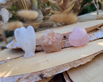 Bedroom stones set rose quartz heart rock crystal angel cherry blossom agate star