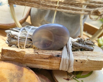 Agate gray worry stone gemstone palm stone