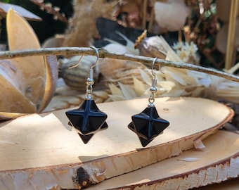 Merkaba Tourmaline Earrings Merkaba Star Gemstone Sacred Geometry Tourmaline Earrings Silver Gemstone Drop Earrings