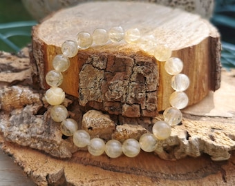 Lotus Cream Citrine Bracelet 8 mm Beads Mala Bracelet