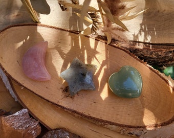 Baby Stones Set Gemstones Aventurine Heart Rose Quartz Moon Labradorite Star