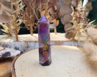 Chakra Obelisk Amethyst Tower 7 Chakras Gemstone