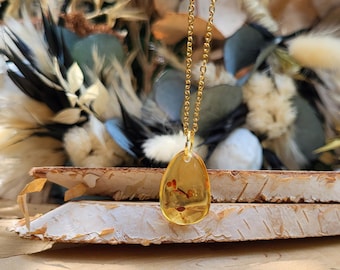 Amber drop necklace gold gemstone necklace