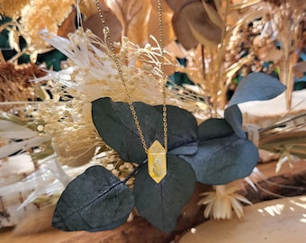 Citrine Necklace Double Terminated Gemstone Gold Citrine Gemstone Necklace