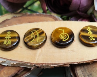 Reiki Symbols Stones Set Tiger Eye