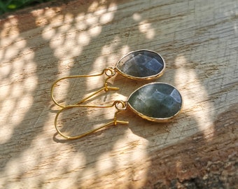 Earrings Labradorite Earrings Gold Drop Gemstone Earrings