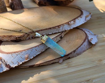 Aqua Aura Necklace Gemstone Necklace Gold