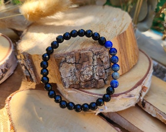 Onyx lapis lazuli bracelet 6 mm beads gemstone bracelet