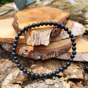 Shungite bracelet 4 mm beads gemstone bracelet Shungite