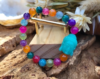 Buddha Bracelet Agate Unique Piece 8 mm Beaded Gemstone Bracelet