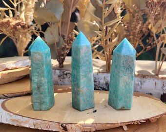 Amazonite Tower Obelisk Gemstone Hand Flatterer Point Yoga Chakra Reiki