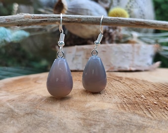 Agate earrings silver drops