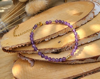 Amethyst Bracelet 4 mm faceted Gold Gemstone Bracelet