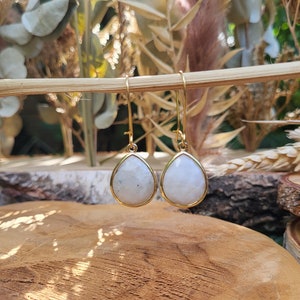 Earrings Moonstone Earrings Gold Drop Gemstone Earrings