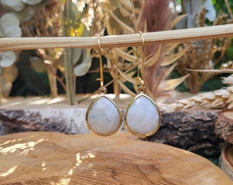 Earrings Moonstone Earrings Gold Drop Gemstone Earrings