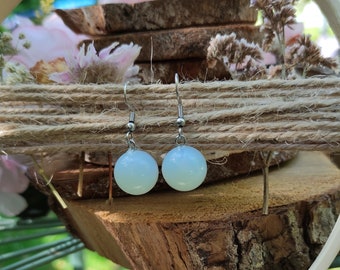 Earrings moonstone ball silver gemstone earrings