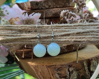 Earrings moonstone ball silver gemstone earrings