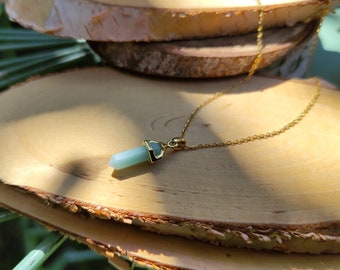 Amazonite pin necklace gold