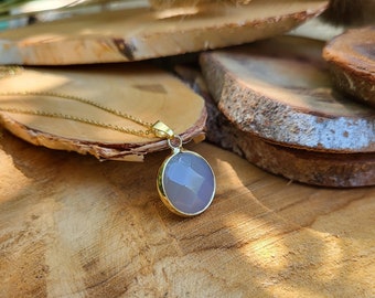 Agate Necklace Gold Round Gemstone Necklace