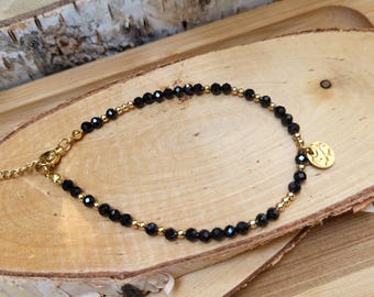 Tourmaline bracelet 3 mm gold gemstone bracelet