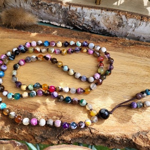 Collana Mala di agata 108 perline annodate perline da 6 mm Perline di preghiera Mala annodate di agata
