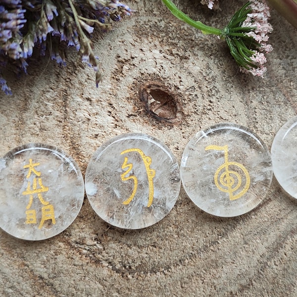 Reiki Symbole Steine Set Bergkristall