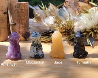 Buddha Jade Amethyst Moss Agate Tourmaline Buddha Figure Gemstone Talisman Crystal Buddha