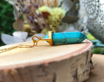 Gemstone Turquoise Necklace Gold Turquoise Pen Gold Chain