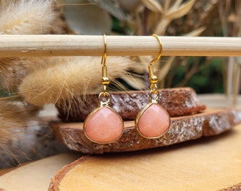 Earrings jade apricot earrings gold gemstone earrings