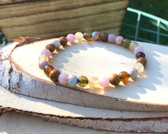 Citrine Jasper Jade Agate Bracelet 6 mm Beaded Gemstone Bracelet Gemstone