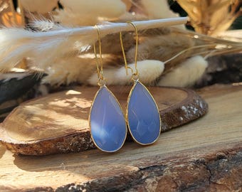 Aquamarine Drop Earrings, Gold, Large Drop Gemstone Earrings