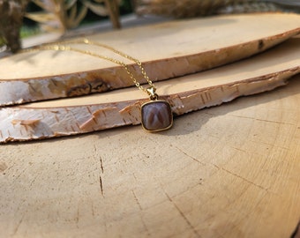 Gemstone Botswana Agate Necklace Gold