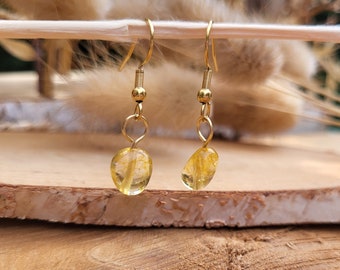 Quartz Earrings Yellow Quartz Gold Earrings Gemstone Earrings