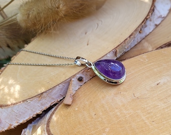 Gemstone Amethyst Necklace Drop Silver