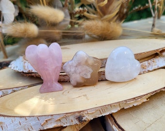 Children's room stone set rock crystal heart rose quartz angel cherry blossom agate star