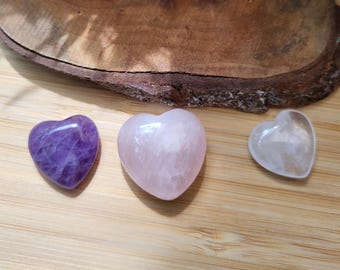 Bedroom Stones Set Hearts Golden Triangle Amethyst Rose Quartz Rock Crystal Heart