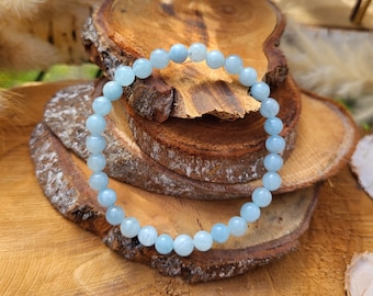 Aquamarine bracelet 6 mm pearl gemstone bracelet