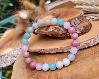 Rhodonite Amazonite Rose Quartz Bracelet 8 mm Beads