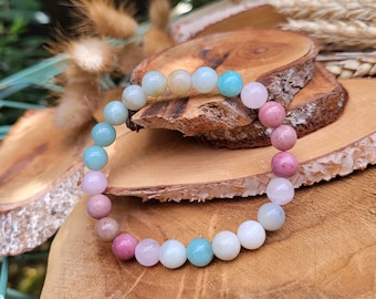 Rhodonite Amazonite Rose Quartz Bracelet 8 mm beads