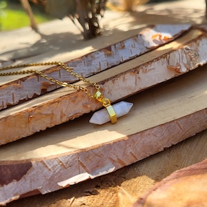 Collier de pierre de lune, pointe à Double extrémité, stylo en pierre de lune dorée, collier en cristal de pierres précieuses