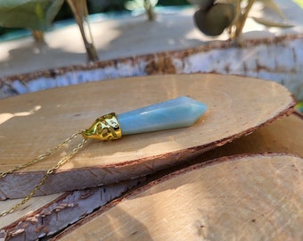 Amazonite Pen Necklace Gold