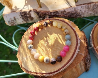 Mantra gemstone bracelet jasper jade tiger eye cherry blossom agate 8 mm