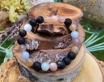 Diffuser Morganite Citrine Sunstone Lava Bracelet Mala Bracelet Essential Oil 8 mm