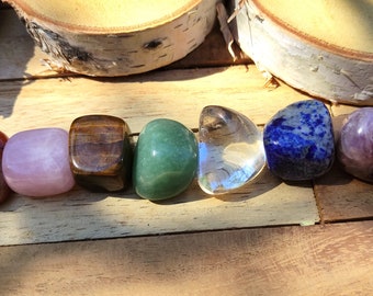 Chakra Stones Gemstones Set 7 Chakras Amethyst Lapis Lazuli Jasper Rock Crystal Aventurine Tiger Eye Rose Quartz