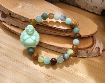 Buddha bracelet aventurine agate jade 8 mm beads Lacooni gemstone bracelet