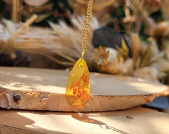 Amber drop necklace gold gemstone necklace